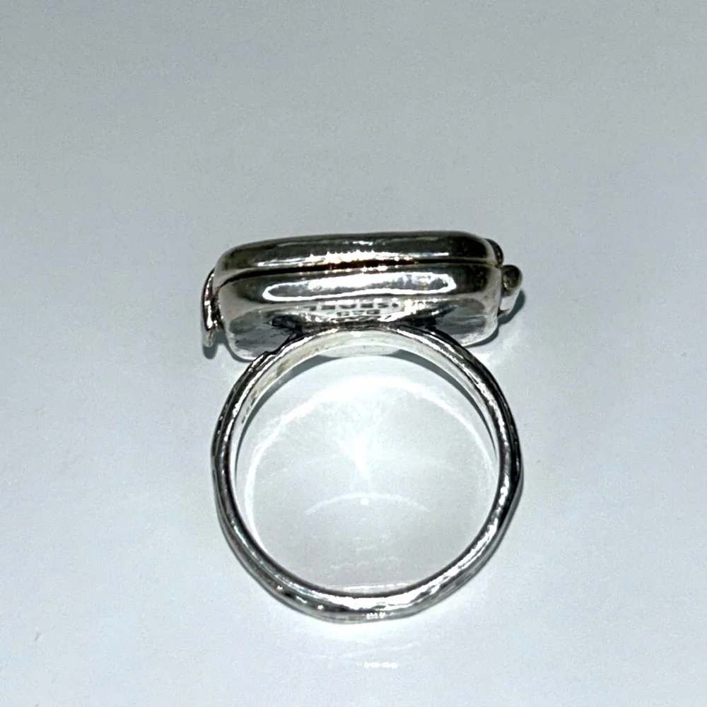 NWOT Passage to Israel Sterling Silver Genuine Blue Topaz Evil Eye Locket Ring
